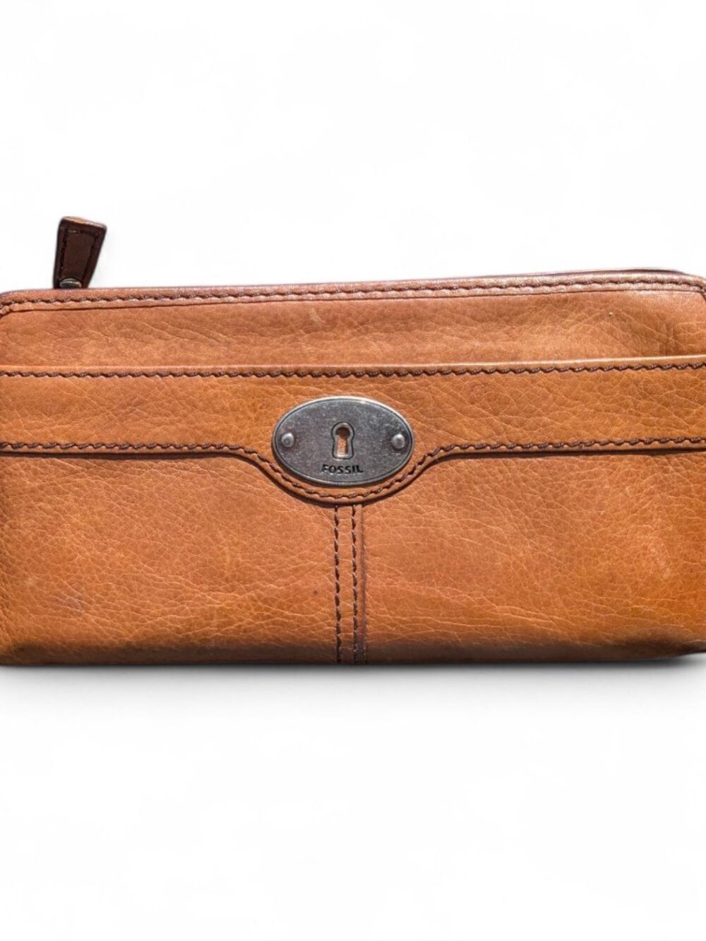 Fossil Genuine Leather Wallet Brown Womens Unisex Multi Feature Vintage Used